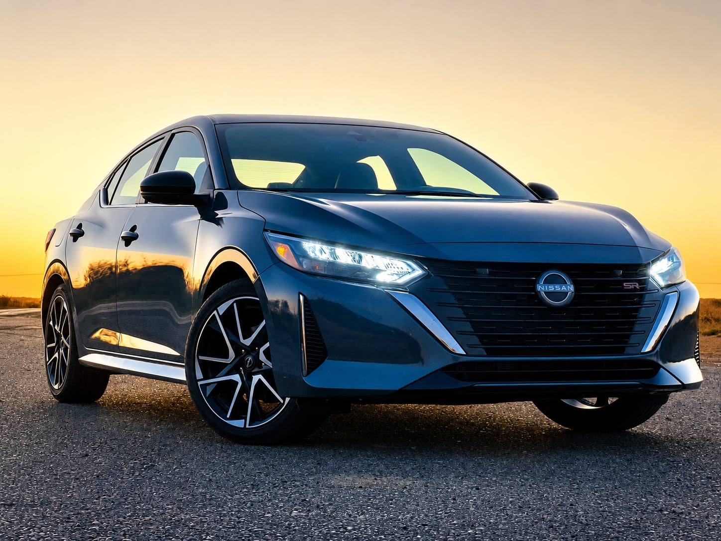Origen Remises — Nissan Sentra SR al atardecer